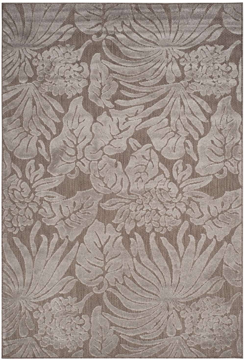 Safavieh Monroe Leaf Outdoor Power Loomed Rug Cement 5'-3" x 7'-7"