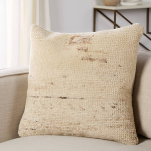 Jaipur Living Jaipur Living Hand Knotted Wool Euro Pillow Cover Moroccan Cream Tan Texture PLC102613