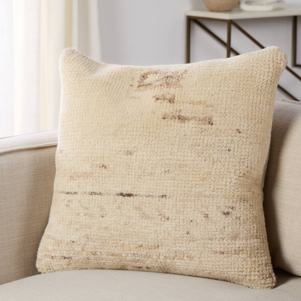 Jaipur Living Jaipur Living Hand Knotted Wool Euro Pillow Cover Moroccan Cream Tan Texture PLC102613