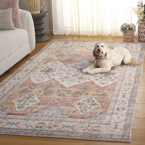 Safavieh Montana Elegant Floral Motif Rug - Durable Power Loomed Design For Timeless Home Decor Charm Beige ,Light Brown Polyester Mnt122b-6r