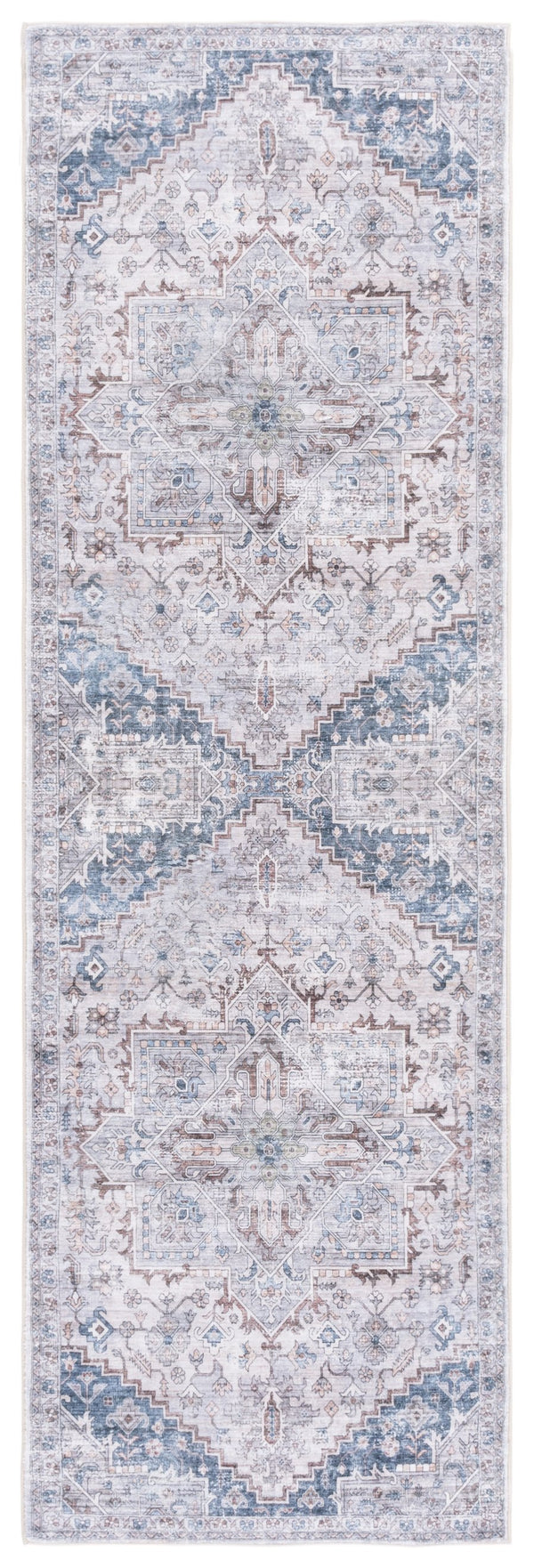 Safavieh Montana Traditional Style Area Rug – Elegant 6ft Diameter Design For Sophisticated Home Décor Grey ,Blue Polyester Mnt123f-28