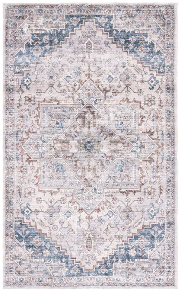 Safavieh Montana Traditional Style Area Rug – Elegant 6ft Diameter Design For Sophisticated Home Décor Grey ,Blue Polyester Mnt123f-28