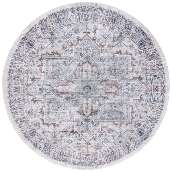 Safavieh Montana Traditional Style Area Rug – Elegant 6ft Diameter Design For Sophisticated Home Décor Grey ,Blue Polyester Mnt123f-28