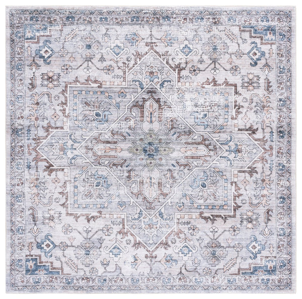 Safavieh Montana Traditional Style Area Rug – Elegant 6ft Diameter Design For Sophisticated Home Décor Grey ,Blue Polyester Mnt123f-28