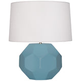 Robert Abbey Matte Steel Blue Franklin Table Lamp Matte Steel Blue Glazed Ceramic Oyster Linen Shade