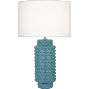 Robert Abbey Matte Steel Blue Dolly Table Lamp Matte Steel Blue Glazed Textured Ceramic Fondine Fabric Shade