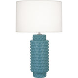 Robert Abbey Matte Steel Blue Dolly Table Lamp Matte Steel Blue Glazed Textured Ceramic Fondine Fabric Shade