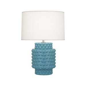 Robert Abbey Matte Steel Blue Dolly Accent Lamp Matte Steel Blue Glazed Textured Ceramic Fondine Fabric Shade