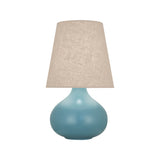 Robert Abbey Matte Steel Blue June Accent Lamp Matte Steel Blue Glazed Ceramic Buff Linen Shade