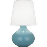 Robert Abbey Matte Steel Blue June Table Lamp Matte Steel Blue Glazed Ceramic Oyster Linen Shade