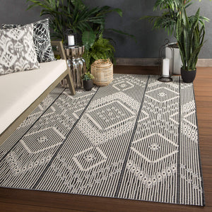 Jaipur Living Jaipur Living Shiloh Tribal Diamond Flatweave Polypropylene Rug for Patio Entryway Dark Gray 5'3"X7'6" RUG143356