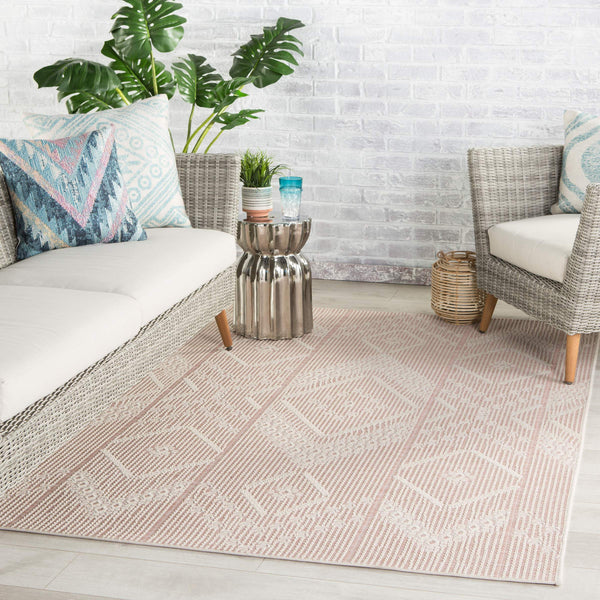 Jaipur Living Jaipur Living Shiloh Tribal Diamond Flatweave Polypropylene Rug for Patio Entryway Light Pink 2'X3'7" RUG145543