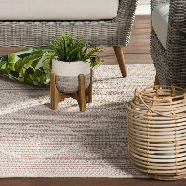 Jaipur Living Jaipur Living Shiloh Tribal Diamond Flatweave Polypropylene Rug for Patio Entryway Light Pink 2'X3'7" RUG145543