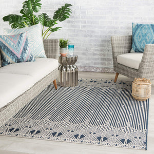 Jaipur Living Jaipur Living Belvidere Sisal Weave Art Deco Border Rug for Patio or Entryway Dark Blue 5'3"X7'6" RUG145550