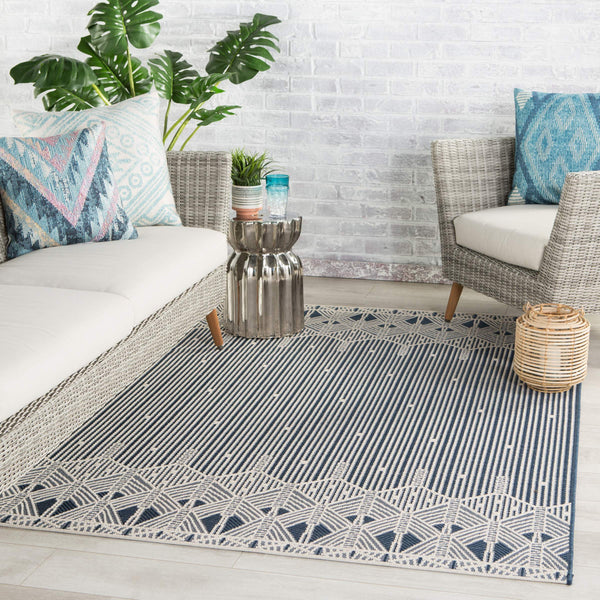Jaipur Living Jaipur Living Belvidere Sisal Weave Art Deco Border Rug for Patio or Entryway Dark Blue 5'3"X7'6" RUG145550