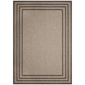 Trans Ocean Liora Manne Monaco Striped Border Indoor/Outdoor Area Rug - Stylish, Easy Care Accent For Any Space Natural Polypropylene Moc80627912