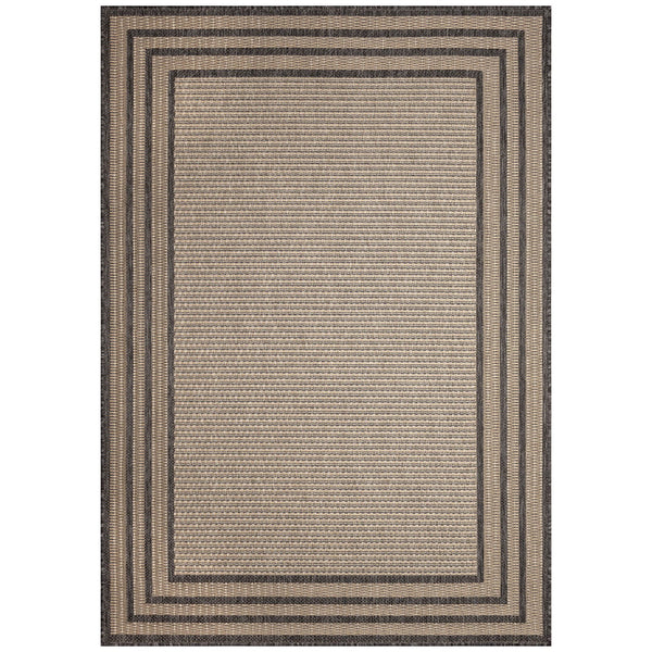 Trans Ocean Liora Manne Monaco Striped Border Indoor/Outdoor Area Rug - Stylish, Easy Care Accent For Any Space Natural Polypropylene Moc80627912