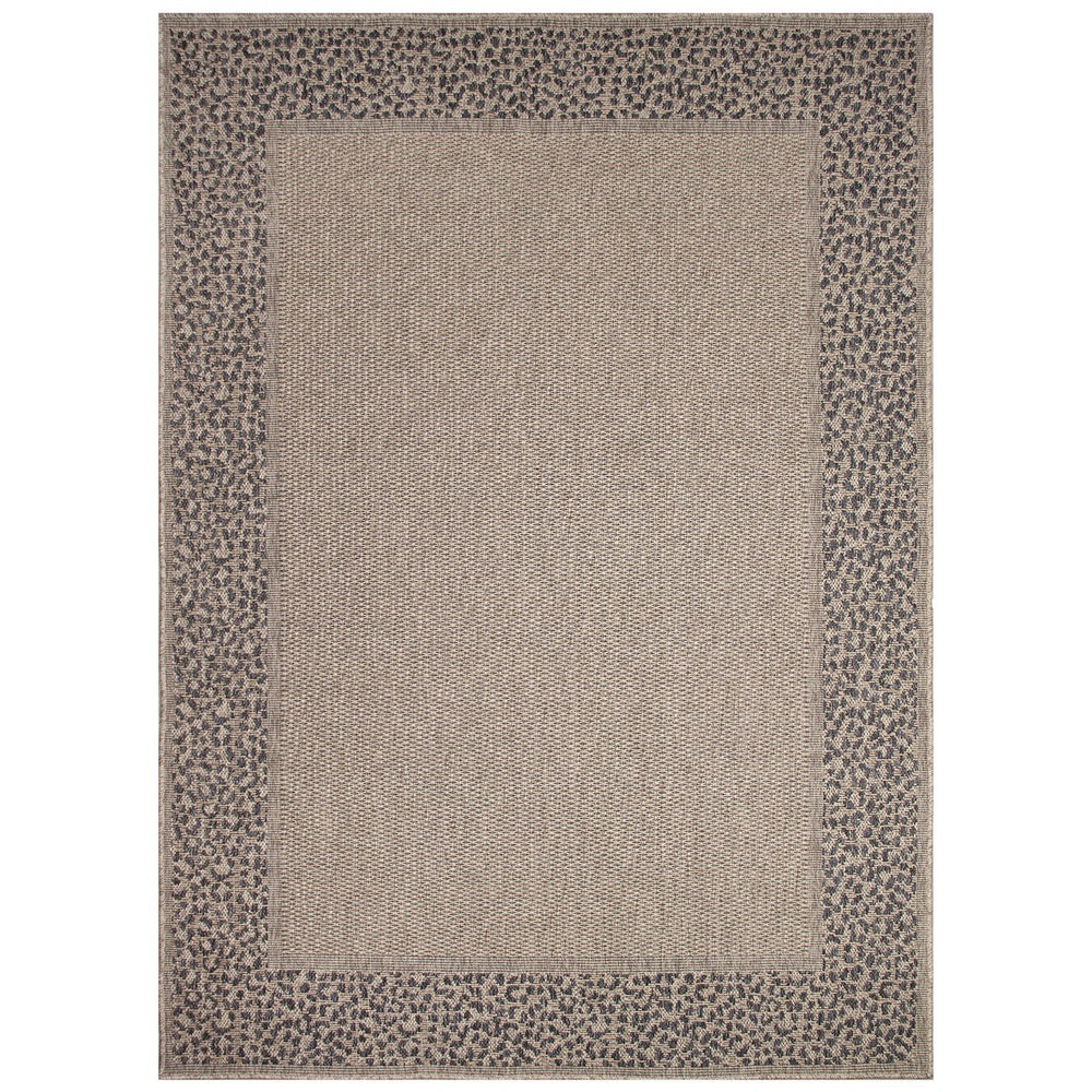 Trans Ocean Liora Manne Monaco Leopard Border Area Rug - Stylish Indoor/Outdoor Flatweave With Animal Print Design Natural Polypropylene Moc45628212