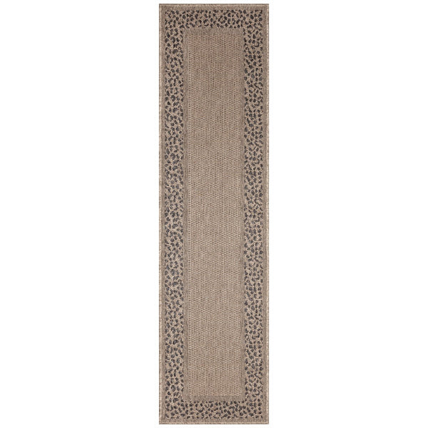 Trans Ocean Liora Manne Monaco Leopard Border Area Rug - Stylish Indoor/Outdoor Flatweave With Animal Print Design Natural Polypropylene Mocr8628212