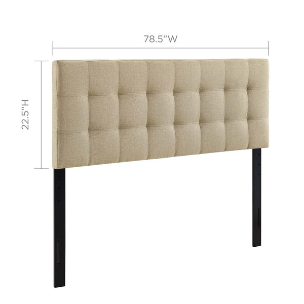 Modway Furniture Lily Upholstered King Headboard - Elegant Linen-Look Fabric with Tufting for Modern Bedrooms Beige MOD-5144-BEI