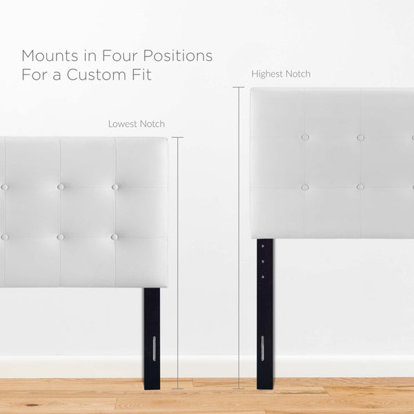 Modway Furniture Lily Upholstered Faux Leather King Headboard - Elegant Tufted Design for Modern Bedroom Decor White MOD-5145-WHI