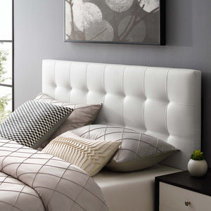 Modway Furniture Lily Upholstered Faux Leather King Headboard - Elegant Tufted Design for Modern Bedroom Decor White MOD-5145-WHI
