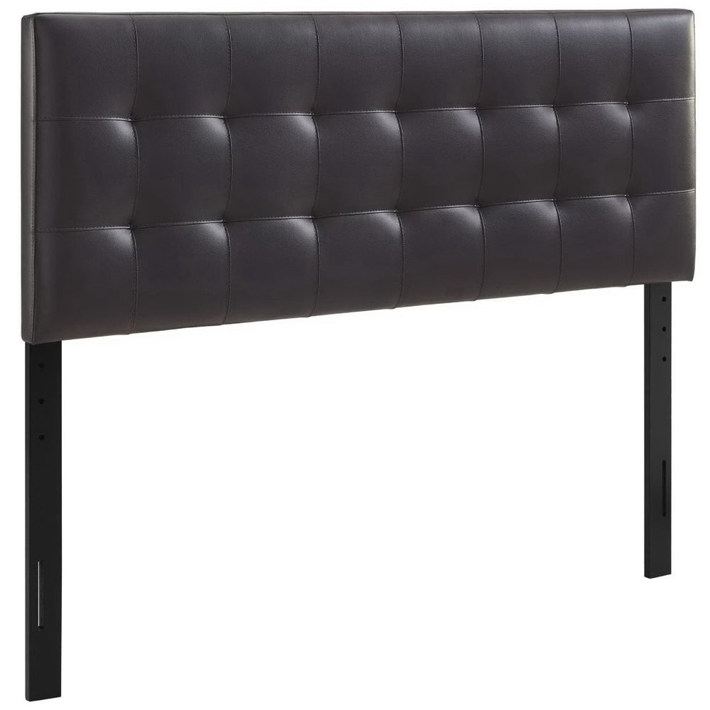 Modway Furniture Lily Upholstered Vinyl Full Headboard by Modway – Modern Tufted Design for Stylish Bedroom Elegance Brown MOD-5147-BRN