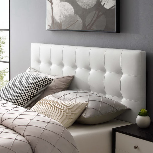 Modway Furniture Lily Upholstered Vinyl Full Headboard by Modway – Modern Tufted Design for Stylish Bedroom Elegance White MOD-5147-WHI