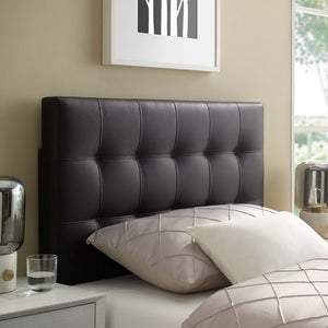 Modway Furniture Lily Upholstered Vinyl Twin Headboard - Modern Tufted Design for Stylish Bedrooms and Dorms Brown MOD-5149-BRN