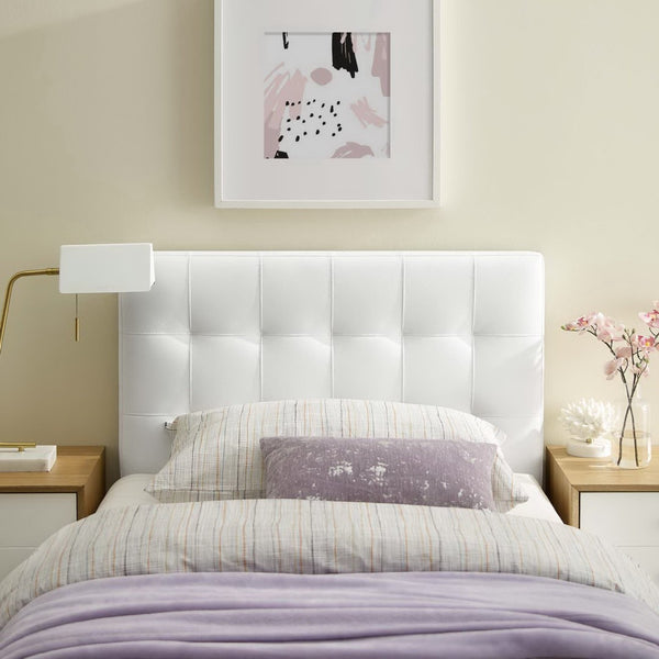 Modway Furniture Lily Upholstered Vinyl Twin Headboard - Modern Tufted Design for Stylish Bedrooms and Dorms White MOD-5149-WHI