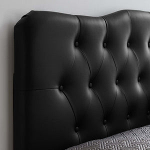 Modway Furniture Annabel Upholstered Vinyl Queen Headboard by Modway - Luxurious Comfort & Elegant Design for Your Bedroom Black MOD-5155-BLK