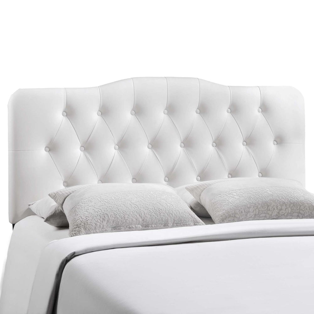 Modway Furniture Annabel Upholstered Faux Leather Full Headboard - Elegant Button-Tufted Design for Modern Bedrooms MOD-5157-WHI