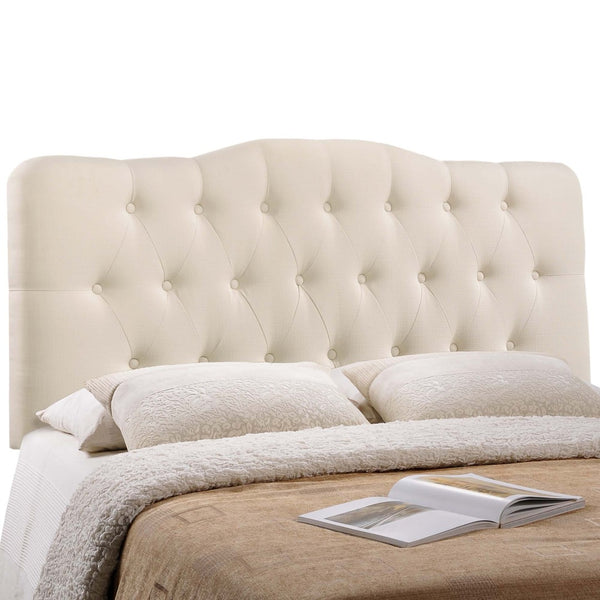 Modway Furniture Annabel Upholstered King Headboard - Elegant Ivory Linen, Adjustable Height, Button Tufted Design MOD-5158-IVO