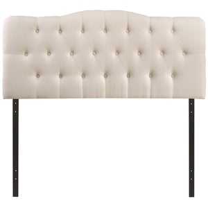 Modway Furniture Annabel Upholstered King Headboard - Elegant Ivory Linen, Adjustable Height, Button Tufted Design MOD-5158-IVO