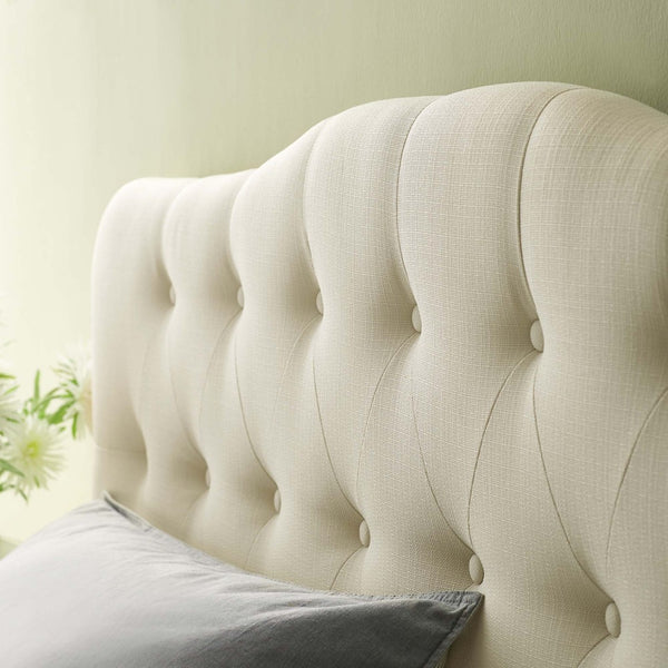 Modway Furniture Annabel Upholstered King Headboard - Elegant Ivory Linen, Adjustable Height, Button Tufted Design MOD-5158-IVO