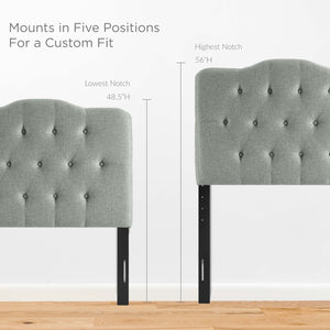 Modway Furniture Annabel Upholstered Twin Headboard - Stylish Gray Button-Tufted Design for Dorms & Guest Rooms MOD-5160-GRY