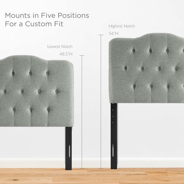 Modway Furniture Annabel Upholstered Twin Headboard - Stylish Gray Button-Tufted Design for Dorms & Guest Rooms MOD-5160-GRY