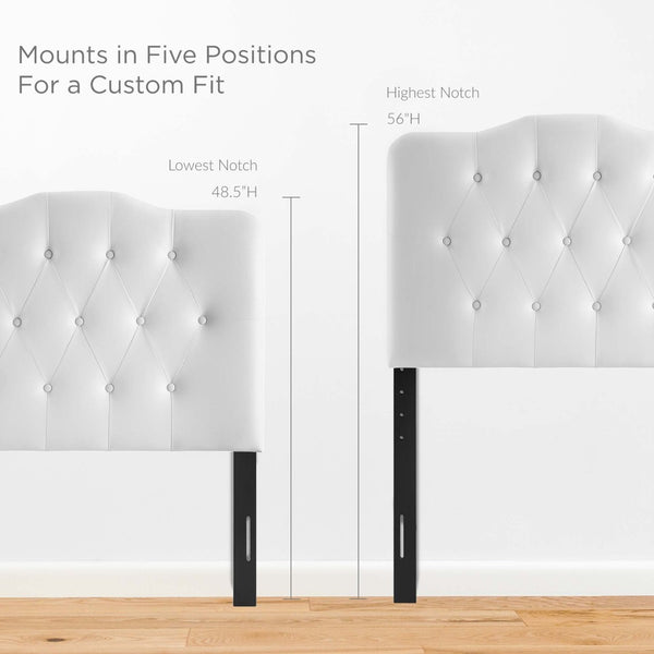 Modway Furniture Annabel Twin Headboard - Stylish White Button-Tufted Faux Leather Design for Kids & Guest Rooms MOD-5161-WHI