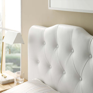 Modway Furniture Annabel Twin Headboard - Stylish White Button-Tufted Faux Leather Design for Kids & Guest Rooms MOD-5161-WHI