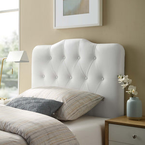 Modway Furniture Annabel Twin Headboard - Stylish White Button-Tufted Faux Leather Design for Kids & Guest Rooms MOD-5161-WHI