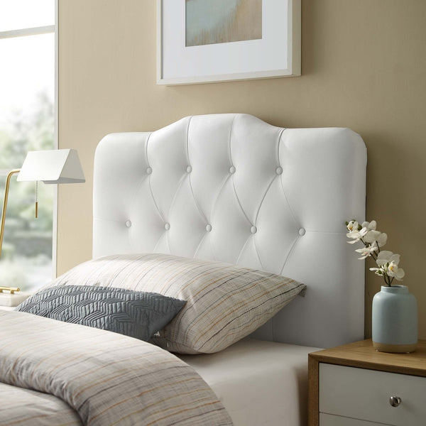 Modway Furniture Annabel Twin Headboard - Stylish White Button-Tufted Faux Leather Design for Kids & Guest Rooms MOD-5161-WHI