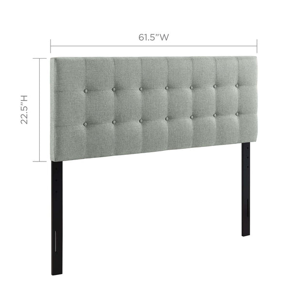 Modway Furniture Emily Upholstered Queen Headboard by Modway - Modern Button-Tufted Design for Stylish Bedrooms Gray MOD-5170-GRY