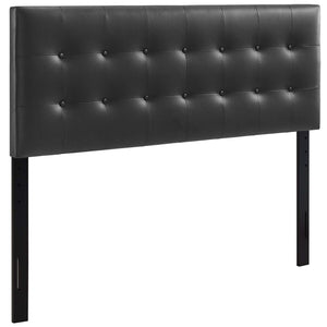 Modway Furniture Emily Upholstered Vinyl Queen Headboard - Elegant Button-Tufted Design for Modern Bedrooms Black MOD-5171-BLK