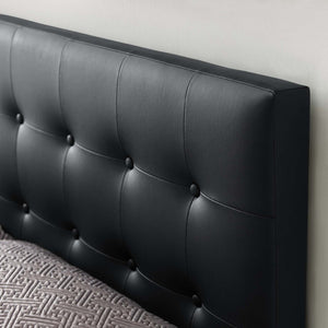 Modway Furniture Emily Upholstered Vinyl Queen Headboard - Elegant Button-Tufted Design for Modern Bedrooms Black MOD-5171-BLK