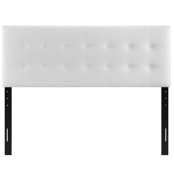 Modway Furniture Emily Upholstered Vinyl Queen Headboard - Elegant Button-Tufted Design for Modern Bedrooms White MOD-5171-WHI