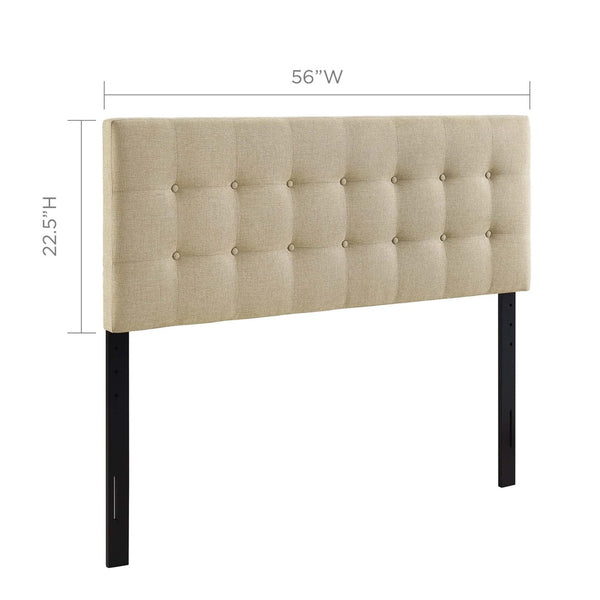 Modway Furniture Emily Upholstered Fabric Full Headboard by Modway - Modern Button-Tufted Design for Stylish Bedrooms Beige MOD-5172-BEI