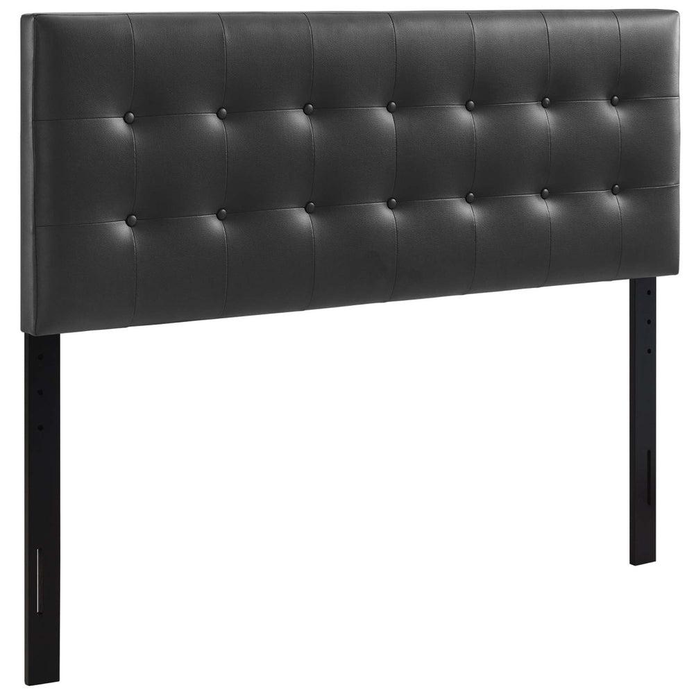 Modway Furniture Emily Upholstered Vinyl Full Headboard by Modway – Stylish Button-Tufted Design for Modern Bedrooms Black MOD-5173-BLK