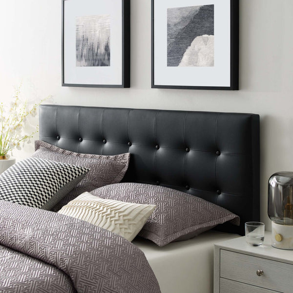 Modway Furniture Emily Upholstered Vinyl Full Headboard by Modway – Stylish Button-Tufted Design for Modern Bedrooms Black MOD-5173-BLK