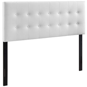 Modway Furniture Emily Upholstered Vinyl Full Headboard by Modway – Stylish Button-Tufted Design for Modern Bedrooms White MOD-5173-WHI