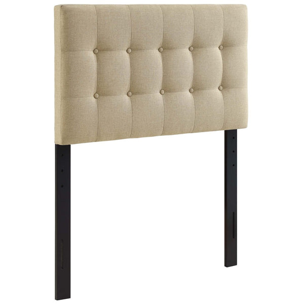 Modway Furniture Emily Upholstered Fabric Twin Headboard - Stylish Button-Tufted Design for Modern Bedrooms Beige MOD-5176-BEI